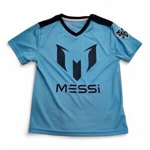 Kids Messi Blue Short-Sleeve Soccer Jersey, Boys M